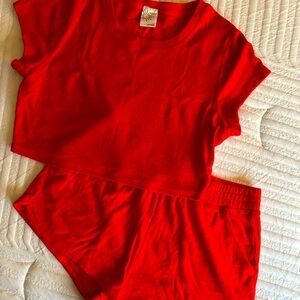 *NWOT* Aerie Red/Orange Cropped Top and Shorts Set